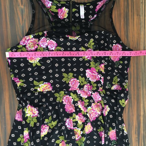 [Xhilaration] Black Geometric / Rose Print Sleeveless Sundress | XL | Good - Picture 6 of 12
